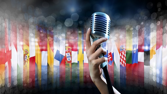 Mikrofon mit Europa Flaggen © fotolia Foto: adam121, mrallen
