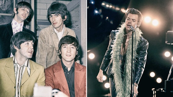 Eine Montage mit den Beatles und Harry Styles (rechts). © Picture Alliance / ASSOCIATED PRESS / Photoshot 