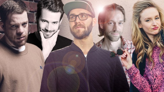 Ferris MC, Johannes Strate, Mark Forster, Swen Meyer, Leslie Clio (Bildmontage) © WARNER MUSIC GROUP GERMANY, Sector3 Live, Universal Music Foto: Sven Sindt, Felix Krüger, Robert Winter