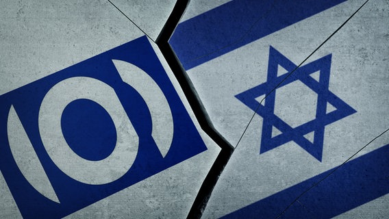 Eine gerissene Steinwand, auf der auf einer Seite das Logo der EBU und auf der anderen die Israelische Flagge zu sehen ist. © fotolia Foto: rendermax, eyegelb