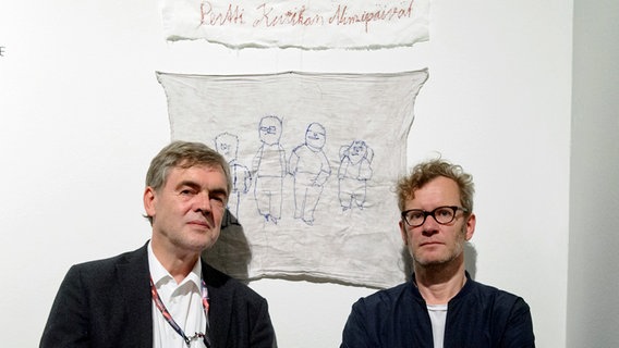 Jan Feddersen und Tex Rubinowitz in der Ausstellung "The Nul Pointers" im Wiener Leopold Museum  