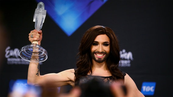 ESC-Gewinnerin Conchita Wurst bei der Pressekonferenz. © NDR Foto: Rolf Klatt