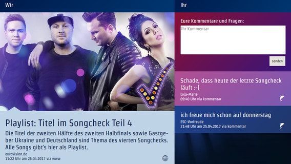 Ansicht des Social-TV-Events zum vierten ESC-Songcheck 2017  