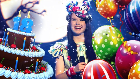 Jamie Lee hinter Geburtstagstorte und Luftballons (Bildmontage) © imago/Sven Simon, Fotolia Foto: kaktus2536, krstevski, Sven Simon
