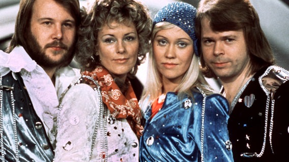 Pressebild von Abba aus den 70er Jahren, VL: Benny Andersson, Anni-Frid Lyngstad, Agnetha Fältskog und Björn Ulvaeus.  