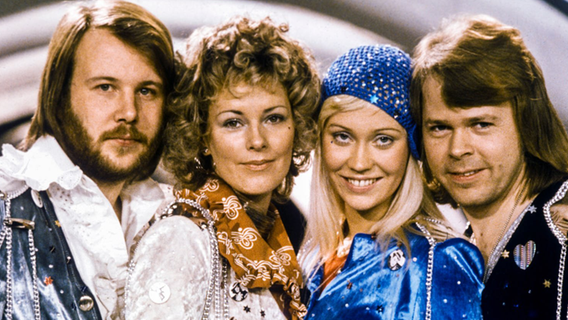 Pressebild von Abba aus den 70er Jahren, VL: Benny Andersson, Anni-Frid Lyngstad, Agnetha Fältskog und Björn Ulvaeus.  