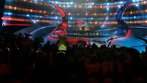 Die Belgrad Arena bei Eröffnung der FInalshow des 53. ESC © ap Foto: SRDJAN ILIC