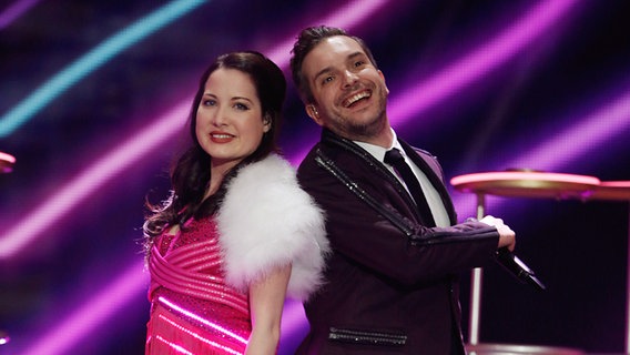 Electro Velvet proben auf der ESC-Bühne in Wien. © Rolf Klatt / NDR Foto: Rolf Klatt