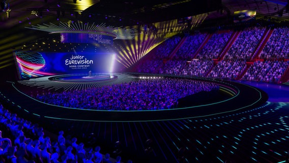 Eine Animation der Bühne des Junior Eurovision Song Contest 2022 in Jerewan. © AMPTV Foto: AMTPV