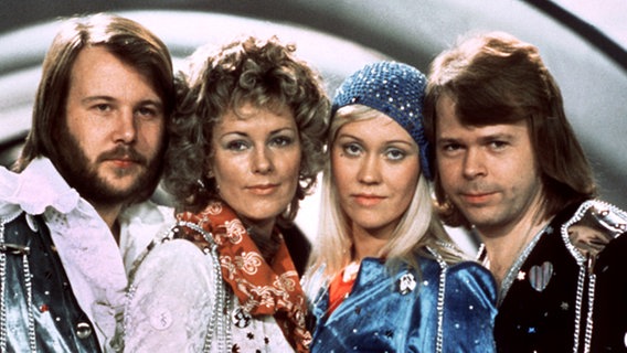 Pressebild von Abba aus den 70er Jahren, VL: Benny Andersson, Anni-Frid Lyngstad, Agnetha Fältskog und Björn Ulvaeus.  