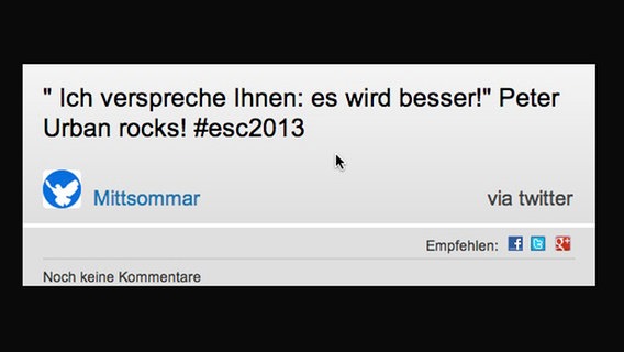 User-Kommentar zum ESC-Finale in Malmö. © NDR 