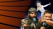 Concita Wurst und Nico Santos im Set von "Alles Eurovision" in Hürth zusammen mit Kate Miller-Heidke aus Australien © NDR Foto: NDR