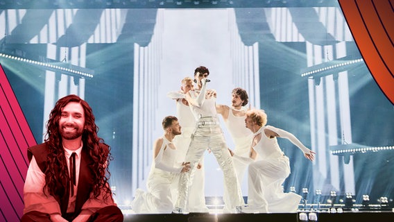 Conchita Wurst zusammen mit Adonxs aus Tschechien © EBU / NDR Foto: Alma Bengtsson, Margarita Ilieva