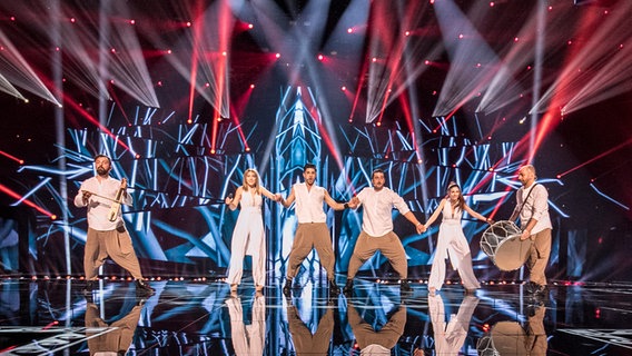 Argo, Griechenland, bei der Kostümprobe in der Globe-Arena in Stockholm. © NDR/eurovision.tv Foto: Andres Putting (EBU)