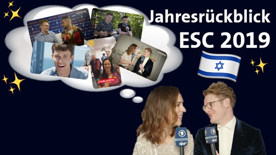 Alina Stiegler und Stefan Spiegel denken an verschiedene Szenen rund um den ESC 2019 in Tel Aviv  Foto: Lukas Ehlers