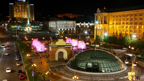 Der Maidan-Platz in Kiew bei Nacht.  Foto: Siegfried Doppler