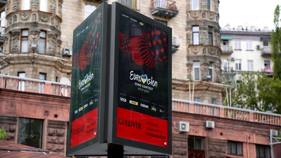 Eurovision-Werbetafel in der Stadt Kiew.  Foto: Siegfried Doppler