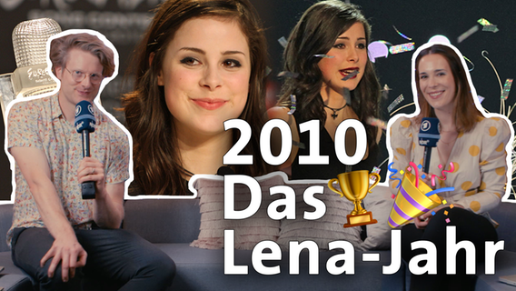 Alina Stiegler und Stefan Spiegel mit Bildern von ESC-Gewinnerin Lena Meyer-Landrut.  Foto: Lukas Ehlers (Montage)/Rolf Klatt