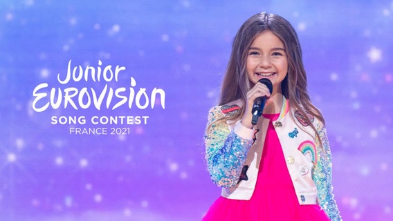 Das Logo des Junior ESC 2021 in Frankreich mit Sängerin Valentina. © EBU Foto: EBU