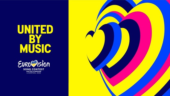 Das Logo des Eurovision Song Contest 2023 mit dem Slogan "United By Music". © EBU/BBC Foto: EBU/BBC