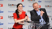 Lena und Stefan Raab bei der Pressekonferenz nach dem Finale von Unser Song für Deutschland © NDR Foto: Willi Weber