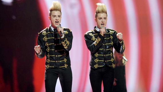 Jedward für Irland bei den Proben am 04.05.2011 in der Düsseldorf-Arena © EBU Foto: Alain Douit