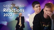 Achille Lauro, der für San Marino startet, mit Lea Mirzanli und Freshtorge.  Foto: Collage