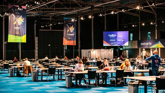 Das Pressezentrum beim ESC 2021 in Rotterdam. © NPO-NOS-Avrotros Foto: Nathan Reinds