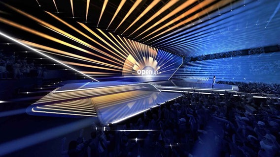 Eine Animation der Bühne des Eurovision Song Contest 2020 in Rotterdam.  Foto: NPO/AVROTROS/NOS