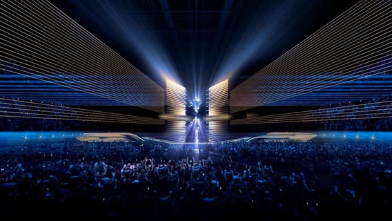 Eine Animation der Bühne des Eurovision Song Contest 2020 in Rotterdam.  Foto: NPO/AVROTROS/NOS