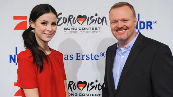Lena und Stefan Raab bei der Pressekonferenz nach dem Finale von Unser Song für Deutschland © Brainpool Foto: Willi Weber