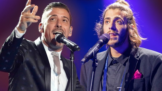 Francesco Gabbani aus Italien und Salvador Sobral aus Portugal. (Collage) © Eurovision-TV, NDR Foto: Andres Putting, Rolf Klatt