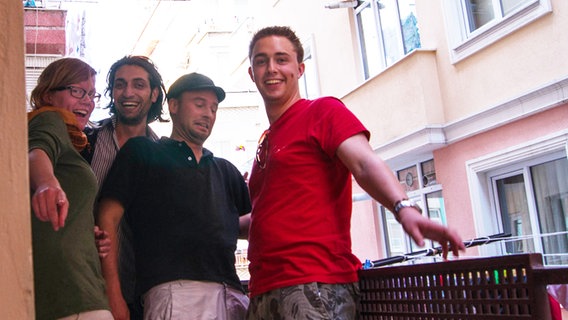 Selbstauslöserfoto mit Antje, Bahre, Manuel und Felix in Istanbul  