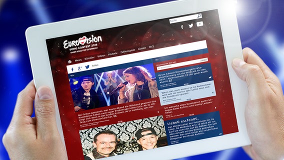 Social TV auf eurovision.de auf einem Tablet PC (Montage) © fotolia.com Foto: Brian Jackson