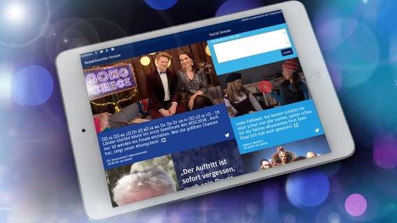 Social TV auf eurovision.de auf einem Tablet PC (Montage) © NDR Foto: Screenshot