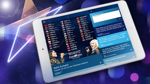Social TV auf eurovision.de auf einem Tablet PC (Montage) © NDR Foto: Screenshot