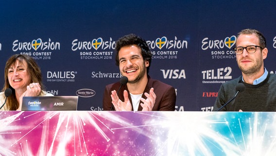 Amir bei der Pressekonferenz. © eurovision.tv Foto: Anna Velikova (EBU)