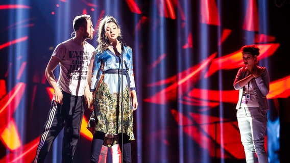 Sanja Vučić bei der ersten Probe in Stockholm. © eurovision.tv Foto: Thomas Hanses (EBU)