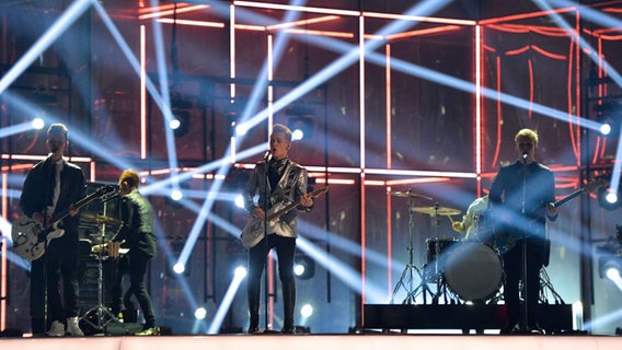 Die Finnen von Softengine bei der zweiten Kostümprobe in Kopenhagen beim ESC 2014. © EBU Foto: Andres Putting