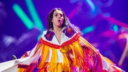 Die Vorjahressiegerin Jamala probt auf der ESC-Bühne in Kiew. © Rolf Klatt Foto: Rolf Klatt