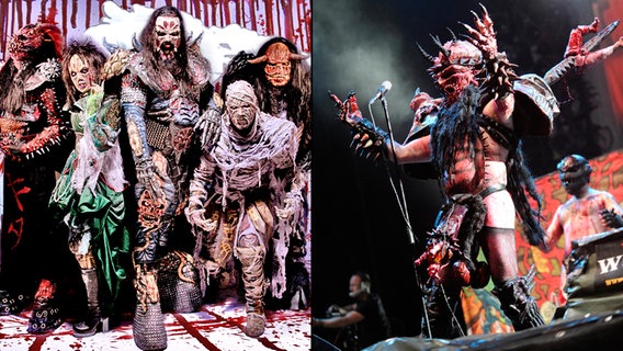 Zum Verwechseln ähnlich: Lordi (links) und Gwar (rechts). © picture alliance / Jazz Archiv 