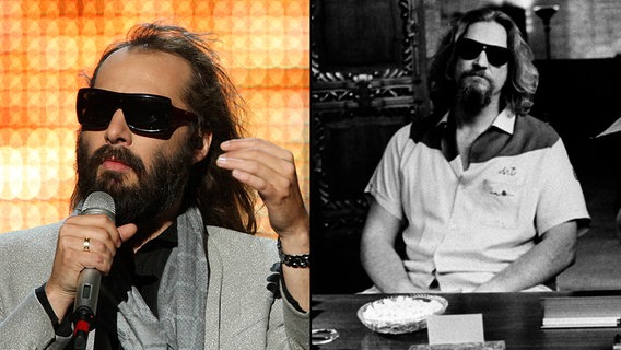 Zum Verwechseln ähnlich: Sébastien Tellier (links) und The Dude (aus dem Film: The Big Lebowski, gespielt von Jeff Bridges, rechts im Bild). © picture-alliance / KPA Honorar und Belege 