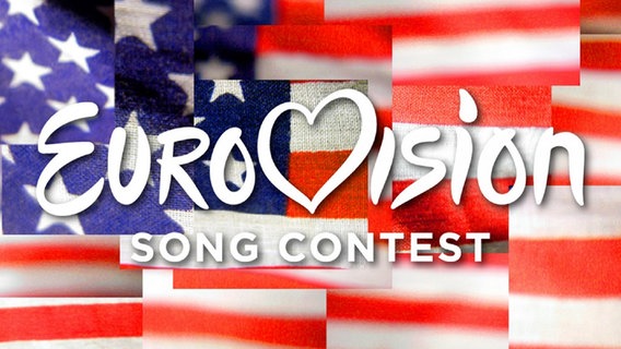 Schriftzug "Eurovision Song Contest" auf einer USA-Flagge. © EBU 
