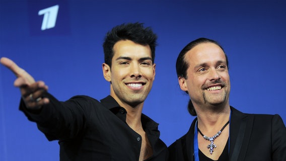 Alex Sings Oscar Swings! bei der ersten Pressekonferenz der Finalisten © eurovision.tv Foto: Alain Douit (EBU)