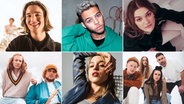 Malik Harris, Felicia Lu, eros atomus, Nico Suave & Team Liebe, Emily Roberts und Maël & Jonas sind die Kandidaten im ESC-Vorentscheids 2022 (Montage)  Foto: Franz Scheper/Fotobox1GWI/Julian Mathieu/DeliaBaum/FelixWerinos/AMBoshnakova