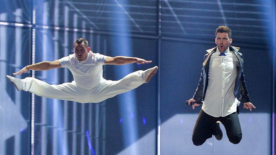 Freaky Fortune feat. Risky Kidd proben auf der ESC-Bühne. © EBU/Andres Putting Foto: Andres Putting