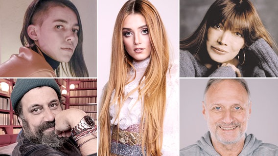 Die deutsche ESC-Jury 2023: Alina Süggeler, Anica Russo, Katja Ebstein (oben, v.l.n.r.), Arne Ghosh und Kai Tölke (unten, v.l.n.r.) Die deutsche ESC-Jury 2023: Alina Süggeler, Anica Russo, Katja Ebstein (oben, v.l.n.r.), Arne Ghosh und Kai Tölke (unten, v.l.n.r.) © NDR Foto: Sebastian Semmer, Jonas Huckstorf, Jim Rakete, Juliane Polak, Christan Wasenmüller (RB)